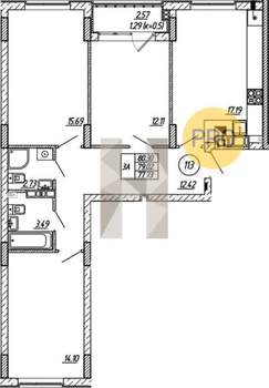 3-к квартира, вторичка, 79м2, 5/9 этаж