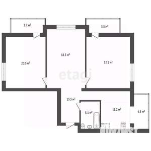 3-к квартира, вторичка, 102м2, 9/10 этаж