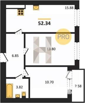 2-к квартира, вторичка, 52м2, 2/8 этаж