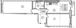 2-к квартира, строящийся дом, 66м2, 7/9 этаж