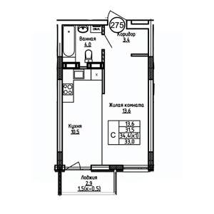 Студия квартира, вторичка, 33м2, 9/9 этаж