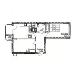 2-к квартира, строящийся дом, 55м2, 3/9 этаж