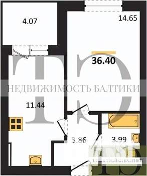 1-к квартира, вторичка, 36м2, 2/4 этаж