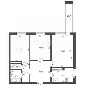 3-к квартира, вторичка, 66м2, 4/12 этаж