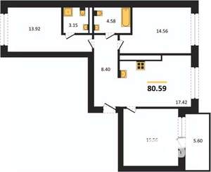 3-к квартира, вторичка, 81м2, 1/9 этаж