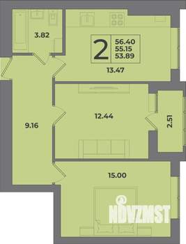 2-к квартира, вторичка, 56м2, 1/8 этаж