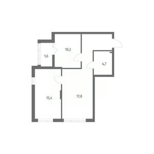 2-к квартира, строящийся дом, 58м2, 3/8 этаж