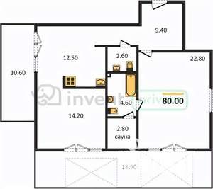 2-к квартира, вторичка, 80м2, 9/10 этаж