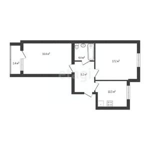 2-к квартира, вторичка, 57м2, 1/10 этаж