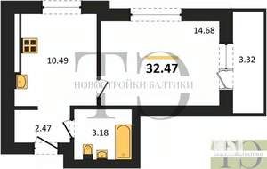 1-к квартира, вторичка, 32м2, 5/9 этаж