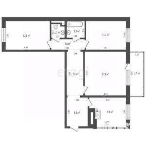 3-к квартира, вторичка, 72м2, 9/9 этаж