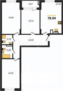1-к квартира, вторичка, 39м2, 9/9 этаж