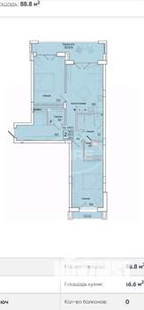 3-к квартира, вторичка, 89м2, 4/14 этаж