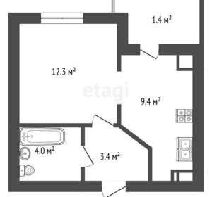 1-к квартира, вторичка, 24м2, 2/16 этаж
