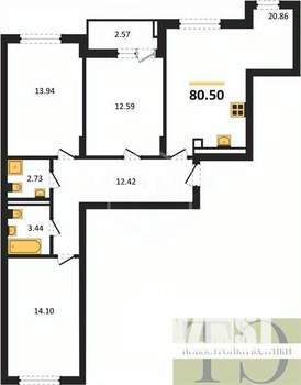 3-к квартира, вторичка, 81м2, 9/9 этаж