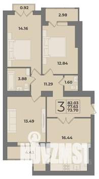 3-к квартира, вторичка, 82м2, 9/9 этаж