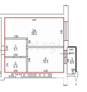 1-к квартира, вторичка, 42м2, 6/10 этаж
