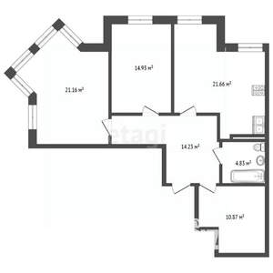 2-к квартира, вторичка, 88м2, 3/7 этаж