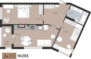 2-к квартира, вторичка, 67м2, 3/10 этаж
