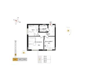 2-к квартира, вторичка, 46м2, 2/9 этаж