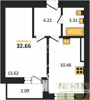 1-к квартира, вторичка, 33м2, 7/9 этаж