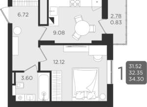 Студия квартира, вторичка, 32м2, 8/9 этаж