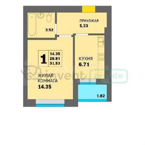 1-к квартира, вторичка, 32м2, 8/8 этаж