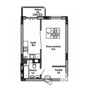 1-к квартира, вторичка, 38м2, 2/9 этаж