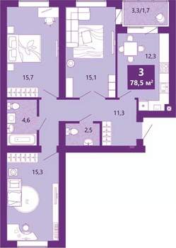 3-к квартира, вторичка, 80м2, 4/4 этаж