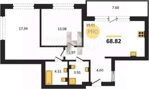 3-к квартира, вторичка, 86м2, 9/9 этаж