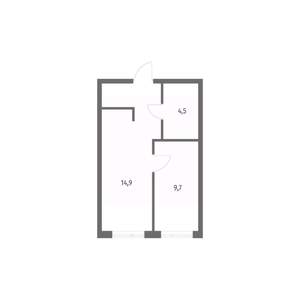 1-к квартира, строящийся дом, 34м2, 3/8 этаж