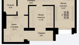 2-к квартира, вторичка, 53м2, 10/10 этаж