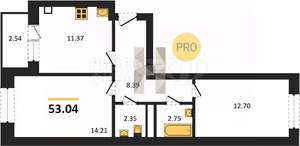 2-к квартира, вторичка, 57м2, 2/9 этаж