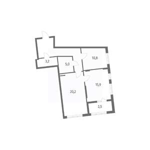 2-к квартира, строящийся дом, 71м2, 6/8 этаж