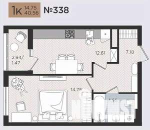 1-к квартира, строящийся дом, 41м2, 3/10 этаж