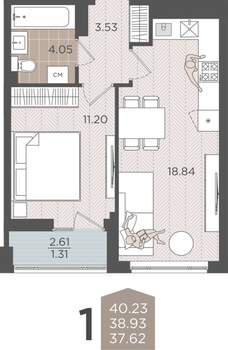 Студия квартира, вторичка, 39м2, 7/9 этаж