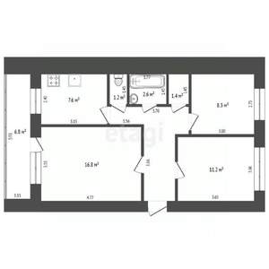 3-к квартира, вторичка, 59м2, 5/5 этаж