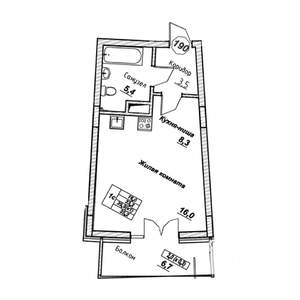 Студия квартира, вторичка, 35м2, 7/7 этаж