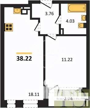 1-к квартира, вторичка, 38м2, 7/9 этаж