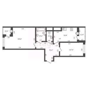 2-к квартира, вторичка, 57м2, 3/9 этаж