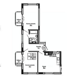 2-к квартира, вторичка, 60м2, 2/9 этаж