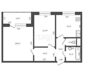 2-к квартира, вторичка, 50м2, 1/5 этаж