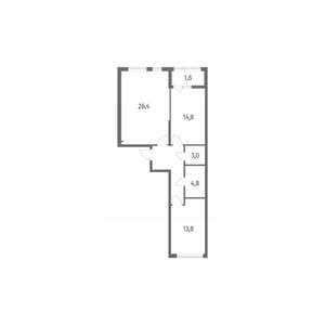 2-к квартира, вторичка, 74м2, 4/8 этаж