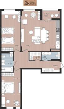2-к квартира, строящийся дом, 96м2, 5/10 этаж