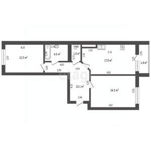 2-к квартира, вторичка, 64м2, 5/10 этаж
