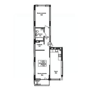 2-к квартира, вторичка, 57м2, 3/9 этаж