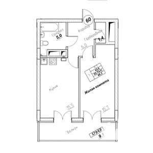 1-к квартира, вторичка, 46м2, 3/7 этаж