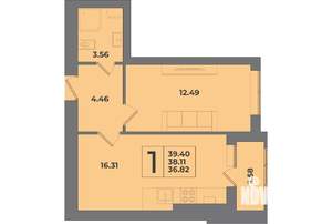 1-к квартира, вторичка, 39м2, 3/8 этаж