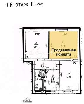 3-к квартира, вторичка, 61м2, 1/3 этаж