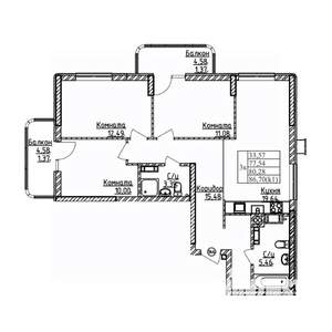 3-к квартира, строящийся дом, 80м2, 6/9 этаж